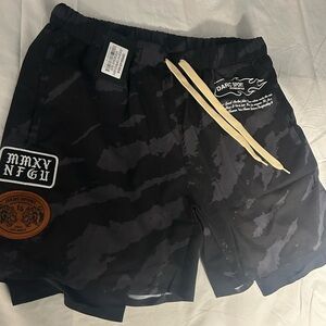 Darc Sport Black Camo Shorts with Cream Drawstring